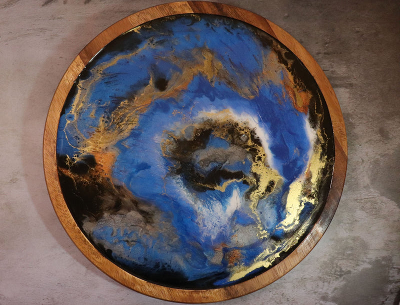 Blue Whirlpool - Handcrafted Resin Art Lazy Susan