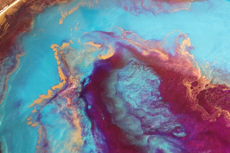 Teal & Purple Sea - Handcrafted Resin Art Serving Tray