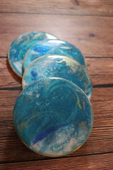 Metallic Teal Crater Coasters