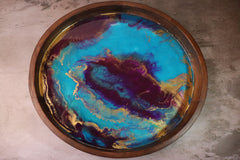 Teal & Purple Sea - Handcrafted Resin Art Serving Tray