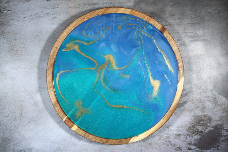 Handcrafted Resin Art Acacia Wood Lazy Susan