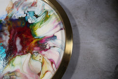 Handcrafted Resin Art Golden Metal Serving Tray