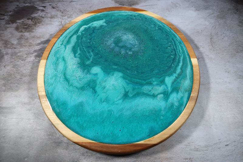 Handcrafted Resin Art Acacia Wood Lazy Susan