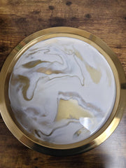 Handcrafted Resin Art Golden Metal Serving Tray